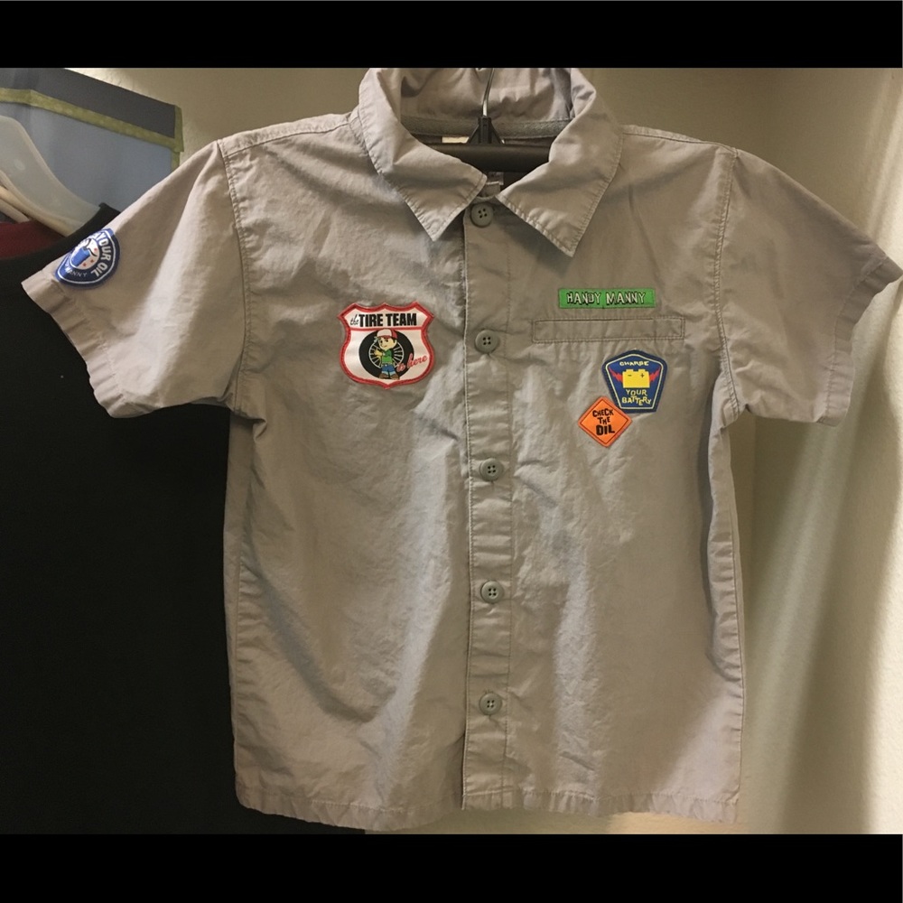 Handy Manny collared shirt in gray Like New tools motorcycle shop boys Disney 5T - Picture 15 of 16